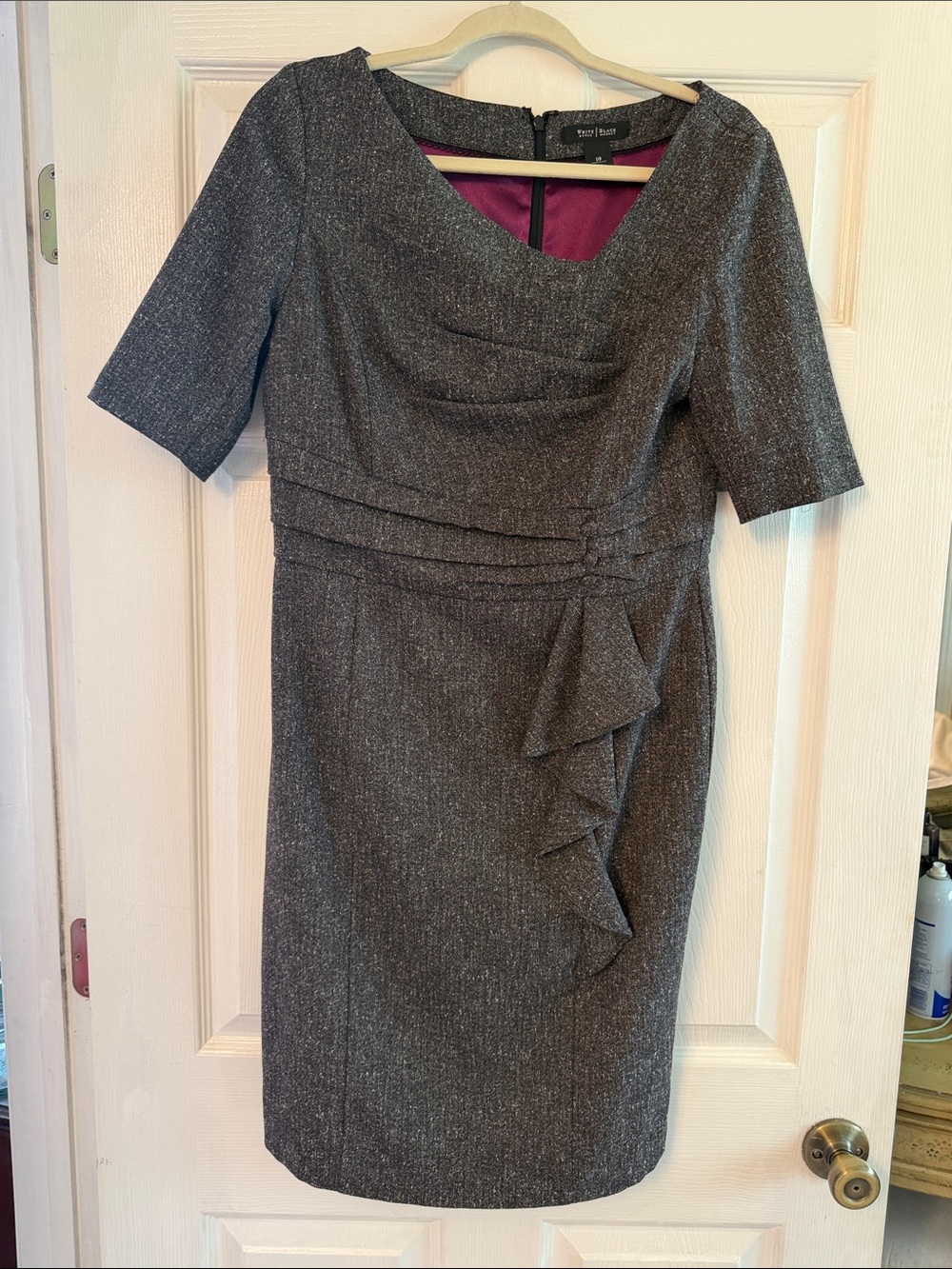 White House Black Market Gray Tweed Midi Dress